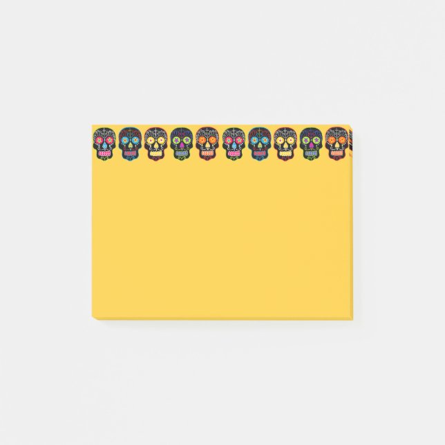 Black Sugar Skull Post-it Notes (Front)