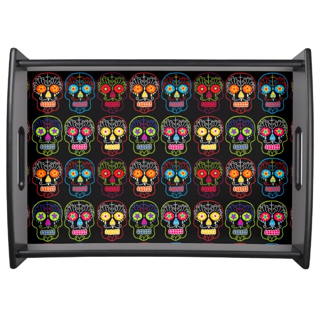 Black Sugar Skull Serving Tray (Front)