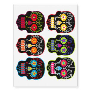Black Sugar Skull Temporary Tattoos