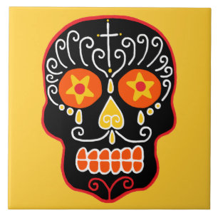 Black Sugar Skull Tile