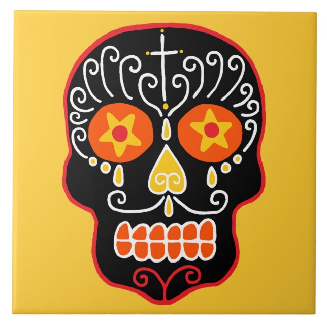 Black Sugar Skull Tile (Front)