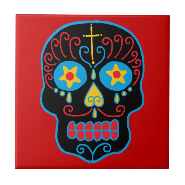 Black Sugar Skull Tile (Front)
