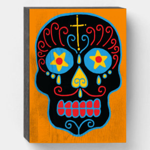 Black Sugar Skull Wooden Box Sign
