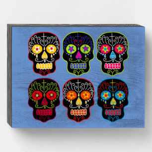 Black Sugar Skulls Wooden Box Sign