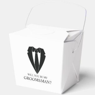 Black Suit and Tie Groomsman Proposal Favor Boxes