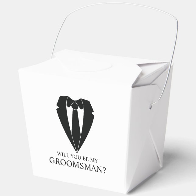 Black Suit and Tie Groomsman Proposal Favor Boxes (Front)