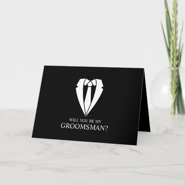 Black Suit and Tie Personalized Groomsman Proposal Invitation (Front)