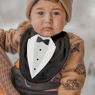 Black Suit & Bowtie Formal Baby Bib