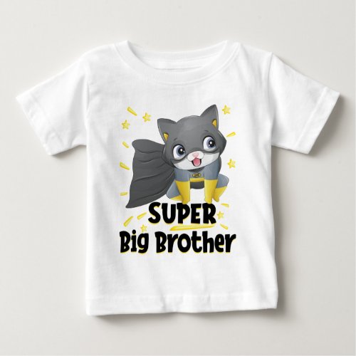 Black Suit Cat Superhero Big Brother Baby T_Shirt