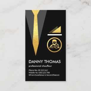 Black Suit Gold Tie Driver Business Card
