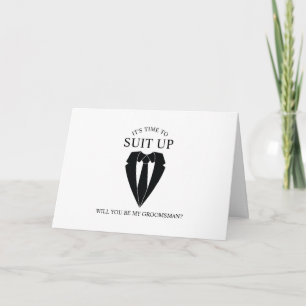 Black Suit Personalized Groomsman Proposal Invitation