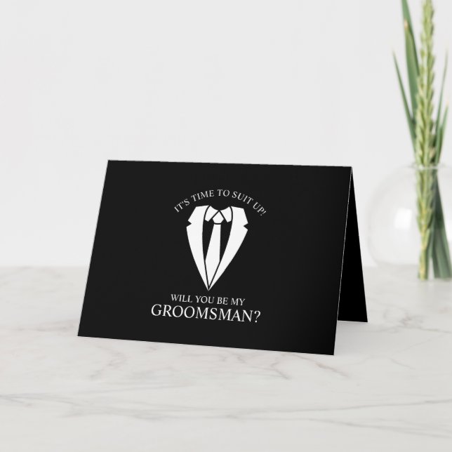 Black Suit Personalized Groomsman Proposal Invitation (Front)