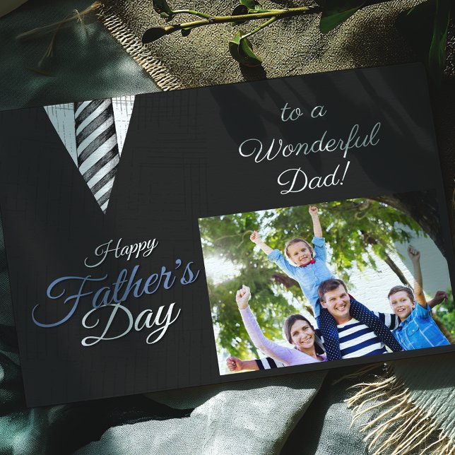Black Suit Photo Happy Father's Day  Holiday Card (Creator Uploaded)