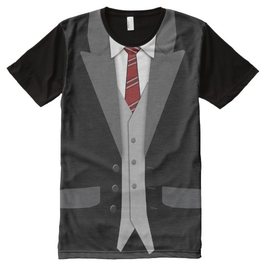 Black Suit Red Tie And Vest All Over Print T Shirt Zazzle Com