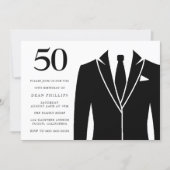 Black Suit & Tie 50th Birthday Party Invitation (Front)