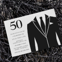 Black Suit & Tie 50th Birthday Party Invitation