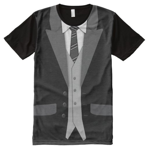 Black Suit Tie and Vest All-Over Print T-shirt | Zazzle
