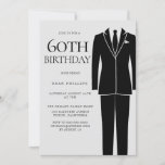 Black Suit & Tie Mens 60th Birthday Party Invitation<br><div class="desc">Black Suit & Tie Mens 60th Birthday Party Invitation

See matching collection in Niche and Nest Store

Many thanks</div>