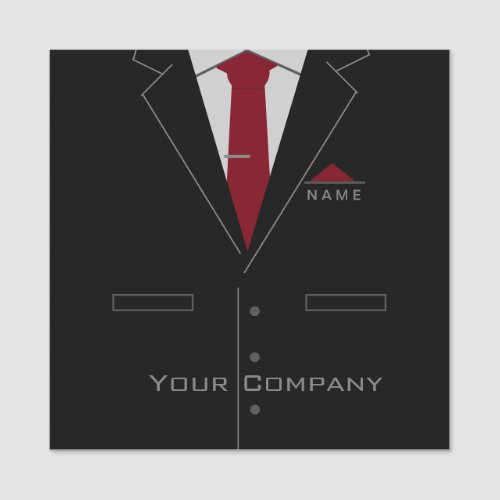 Black Suit With Red Necktie  Add Name Name Tag