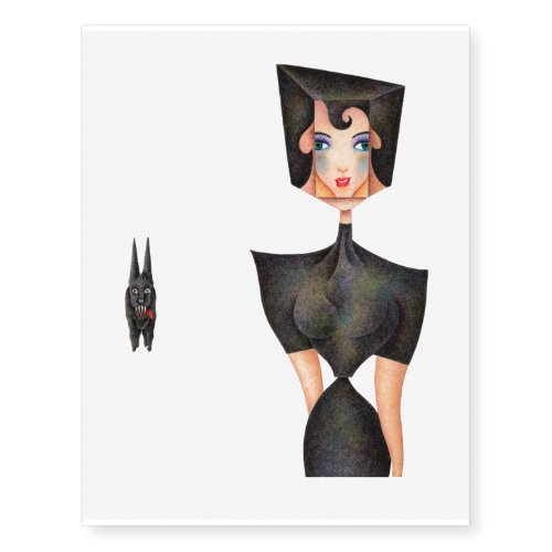 Black suit woman temporary tattoos