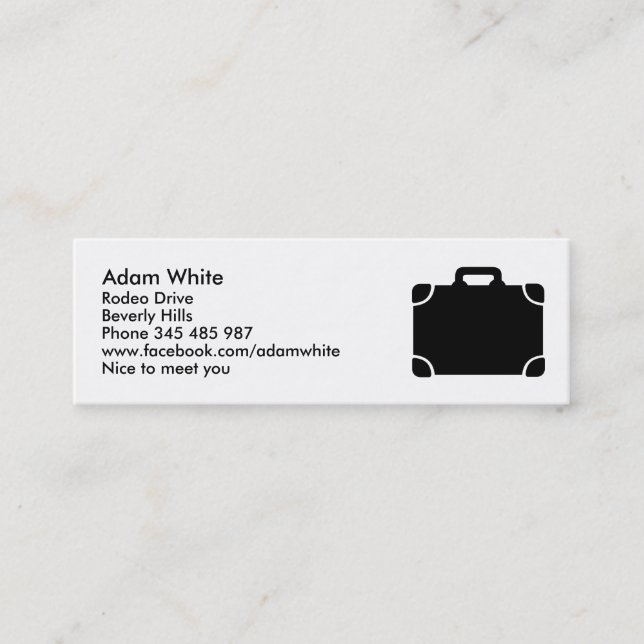 Black Suitcase icon Mini Business Card (Front)