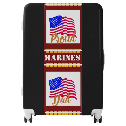 Black Suitcase Proud Marines Dad