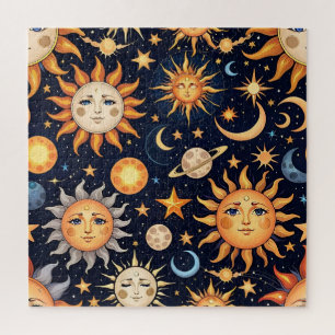 Black Sun and Moon Jigsaw Puzzle