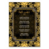 Black Sun Gold Black Table No. w/ Guest Names Table Number (Back)