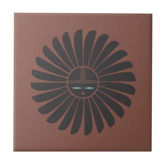 Black Sun on Terracotta Tile (Front)
