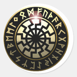 Black Sun wheel Classic Round Sticker