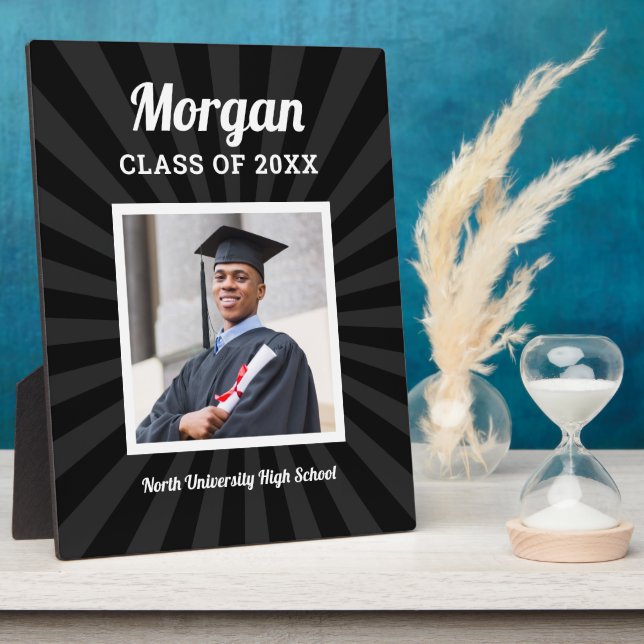 Black Sunburst Graduation Party Photo Plaque (Side)