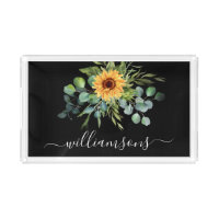 Black sunflower eucalyptus greenery name script