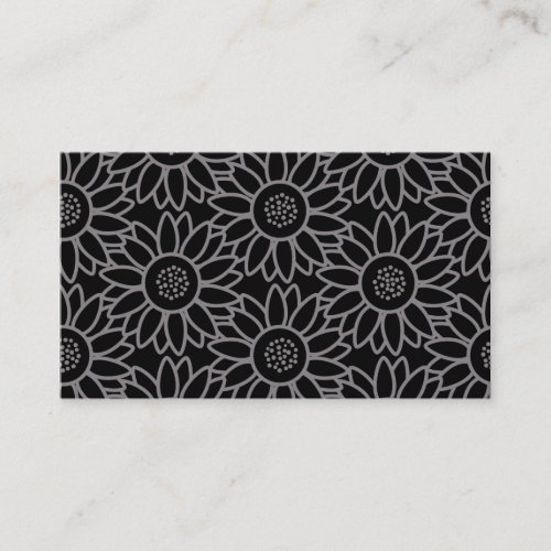 Black Sunflower Pattern Business Card