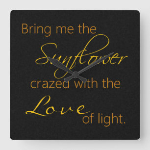 Black Sunflower Quote Clock