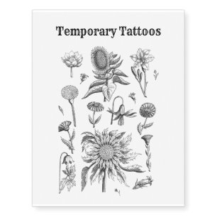 Black sunflowers Boho Cute Woman Temporary Tattoos