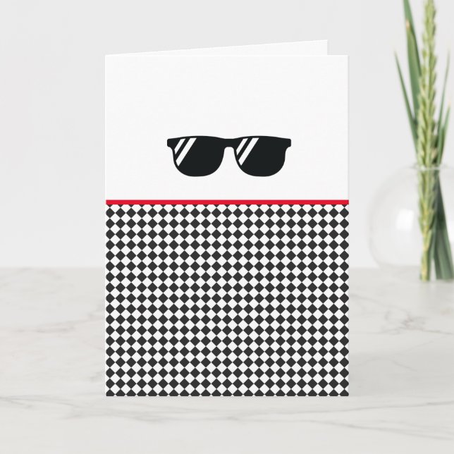 Black Sunglasses Checkerboard Custom Sports Fun Card (Front)