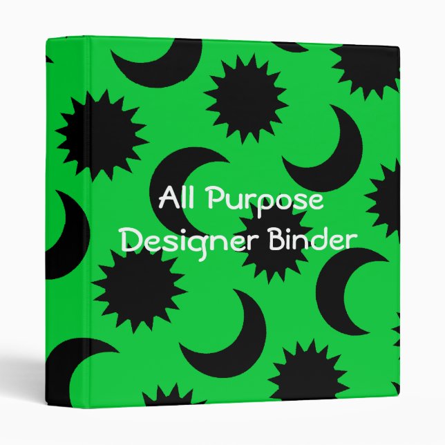 Black Suns  Moons Plain Simple Scrapbook Journal Binder (Front/Spine)