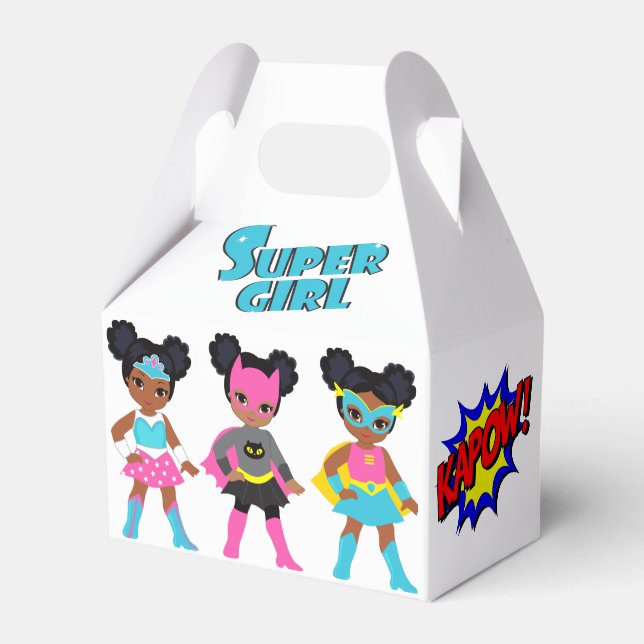 Black Superhero Favor Boxes (Back Side)