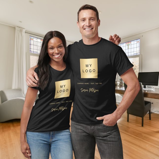 Black support local business logo signature slogan T-Shirt (Creator Uploaded)