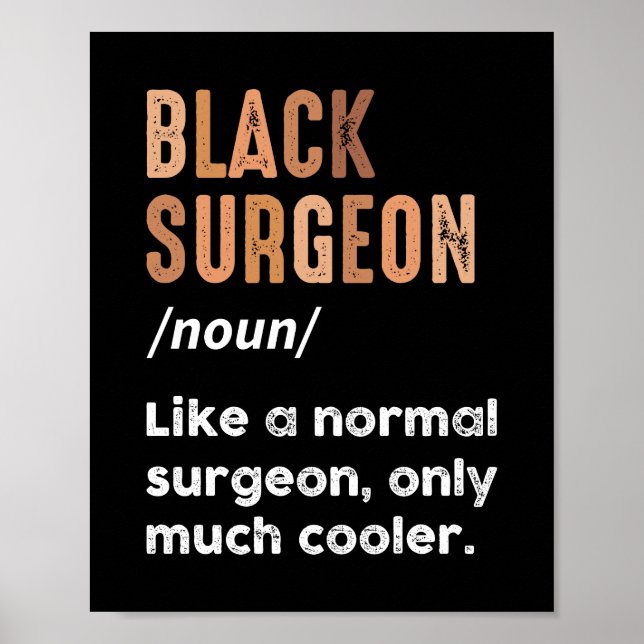 Black Surgeon Definition Funny Surgery Doctor  Poster (Front)