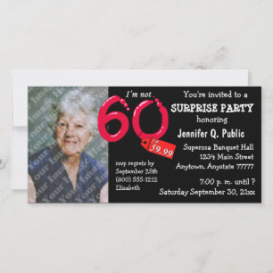 Black Surprise 60th Birthday Party Photo Invite