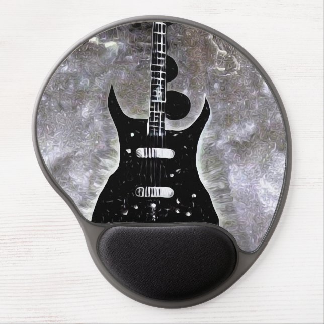 Black Surreal Electric Guitar Gel Mouse Pad (Front)