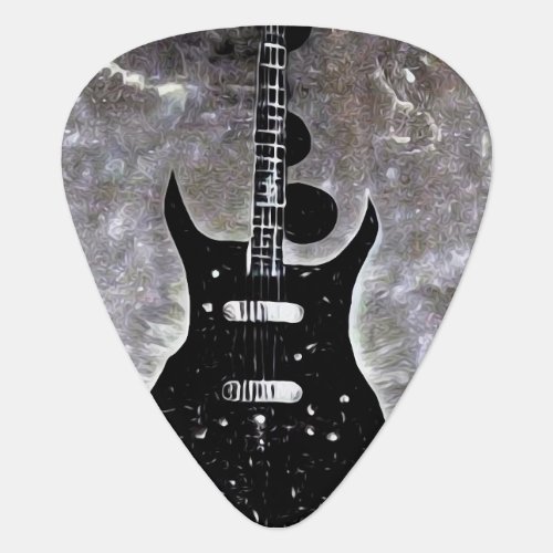 Black Surreal Electric Guitar Guitar Pick
