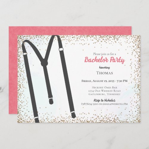 Black Suspenders Bachelor Party Invitation