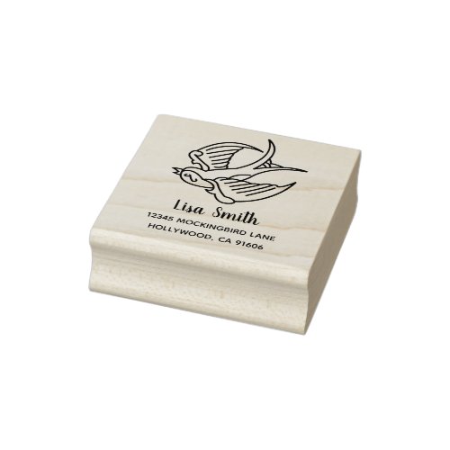 Black Swallow Flash Tattoo Return Address Rubber Stamp