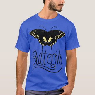 Black Swallowtail Butterfly Design T-Shirt