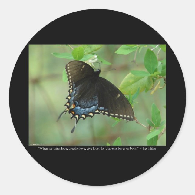 Black Swallowtail Butterfly - Love Gifts & Apparel Classic Round Sticker (Front)