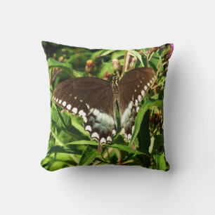 Black Swallowtail Butterfly Nature Photography Throw Pillow