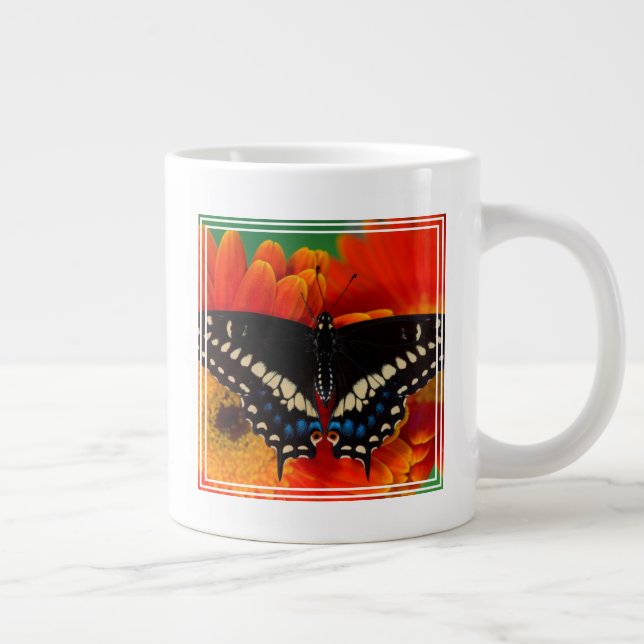Black Swallowtail Butterfly on Gerberia Daisy Giant Coffee Mug (Right)
