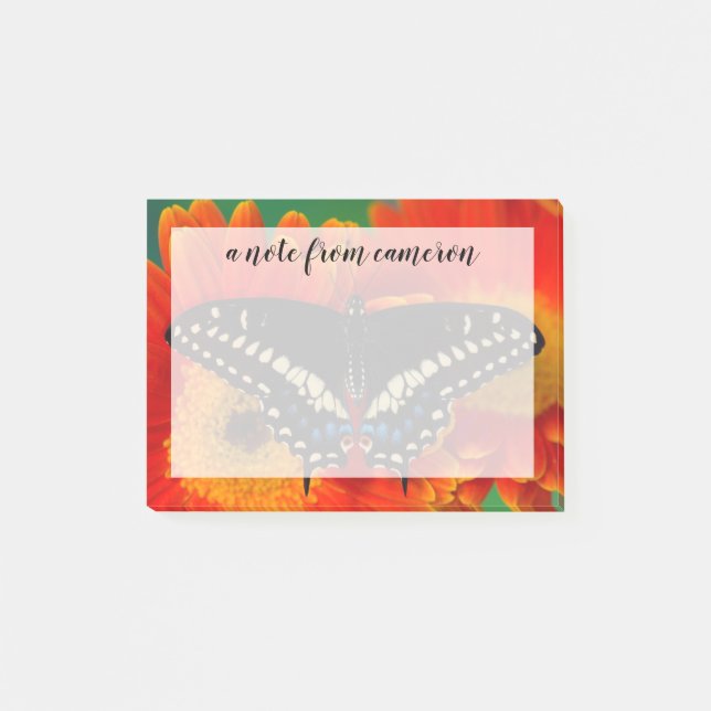 Black Swallowtail Butterfly on Gerberia Daisy Post-it Notes (Front)